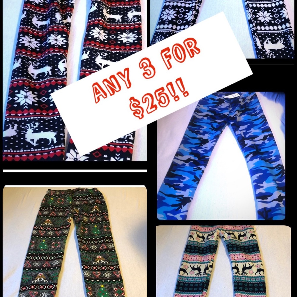 Various fleece lined leggings. Fits size 4-12, warm and cozy. 5 pair in stock